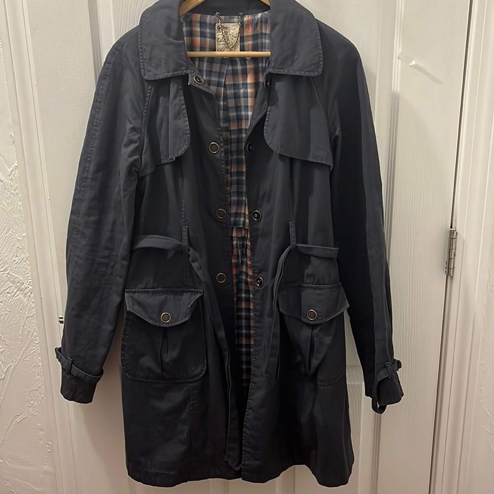 Blue trench coat